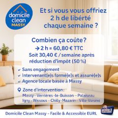 Offrez-vous 2h de sérénité ! Parce que votre temps est précieux, laissez nos professionnel(le)s s’occuper de votre intérieur.